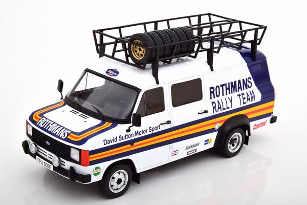 Модель 1:18 Ford Transit Mk II «Rothmans Rally Team» техничка с багажником и колесами на крыше