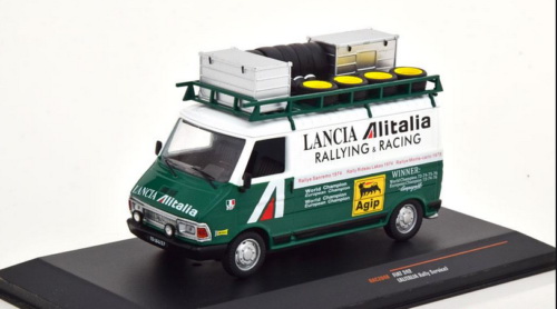 Модель 1:43 FIAT 242 техничка «Lancia Alitalia» с багажником на крыше - white/green