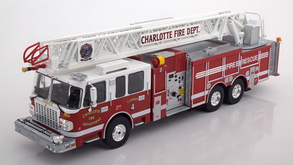 smeal spartan gladiator 105' rm ladder "charlotte fire department" (пожарная лестница) 2014 red/white TRF001 Модель 1:43