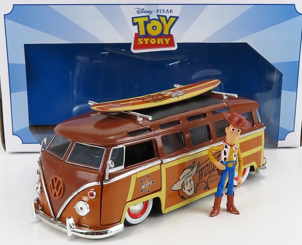 VOLKSWAGEN T1 Samba Minibus 1962 - With Woody Toy Story Figure - Walt Disney, 2 Tone Brown