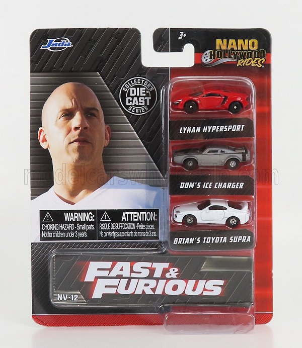 LYKAN Set 3x Fast & Furious Hypersport - Dom's Ice Charger - Brian's Toyota Supra, Various 253201004 Модель 1:87