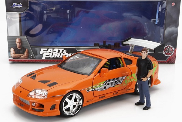 Модель 1:24 TOYOTA Brian's Supra Mkiv Spider (1995) - With Paul Walker Figure - Fast & Furious, Orange