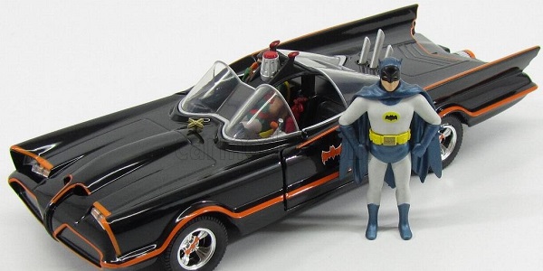 batman batmobile 1966 - classic tv series with figures batman and robin, black red 253215001 Модель 1:24