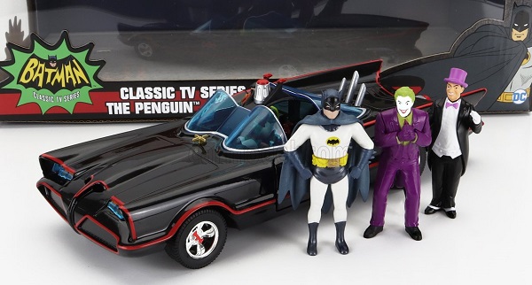 BATMAN Batmobile 1966 - Classic Tv Series With Batman - Joker - Pinguin Figures, Black Red 253215011-33737 Модель 1:24
