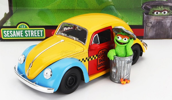 VOLKSWAGEN Beetle Maggiolino With Oscar The Grounch Sesame Street Figure 1959, Yellow Red Blue 253255059-32801 Модель 1:24