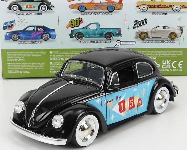 VOLKSWAGEN Beetle Maggiolino 1959 - I Love The 50's, Black Light Blue 31382 Модель 1:24
