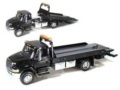 international dura star 4400 flat bed tow truck - black JA92351-BK Модель 1:24
