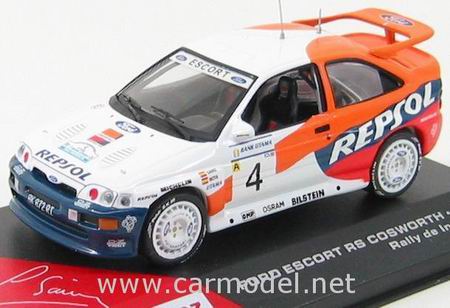 Модель 1:43 Ford Escort RS Cosworth №4 Winner Rally Indonesia (Carlos Sainz - Luis Moya) - white/orange