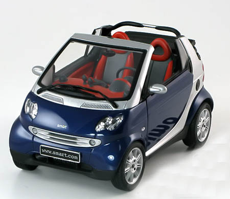 Модель 1:18 Smart ForTwo Cabrio - blue/silver w/black panels