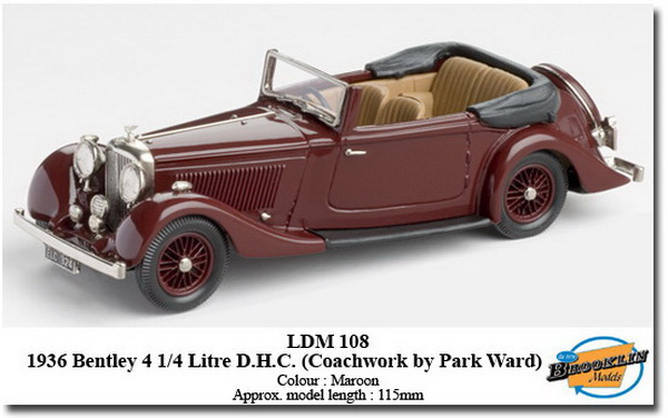bentley 4 1/4 litre d.h.c. - maroon (coachwork by park ward) LDM108 Модель 1 43