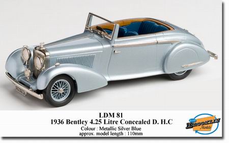 bentley 4.25l concealed drophead coupe ch.№b121 gp h.j. mulliner - silver blue met LDM81 Модель 1:43
