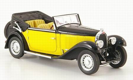 bugatti t49 cabrio open - black/yellow LUX009B Модель 1:43