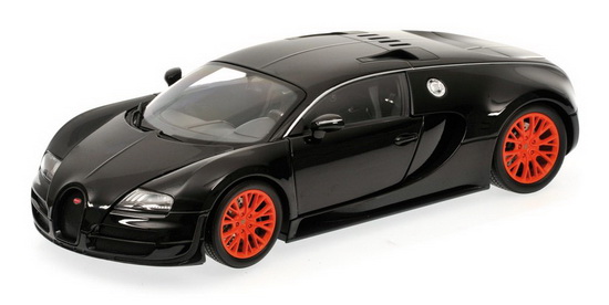Bugatti Veyron Super Sport - black met/orange rims 100110842 Модель 1:18