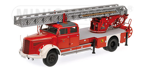 mercedes-benz l 6600 aerial ladder - dl30 - red/white 109031081 Модель 1:18