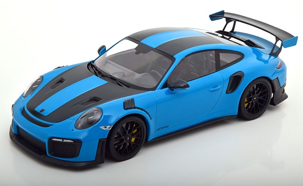 Модель 1:18 Porsche 911 (991/2) GT2 RS Weissach Package mit schwarzen Magnesium Felgen - light blue/black (L.E.300pcs)