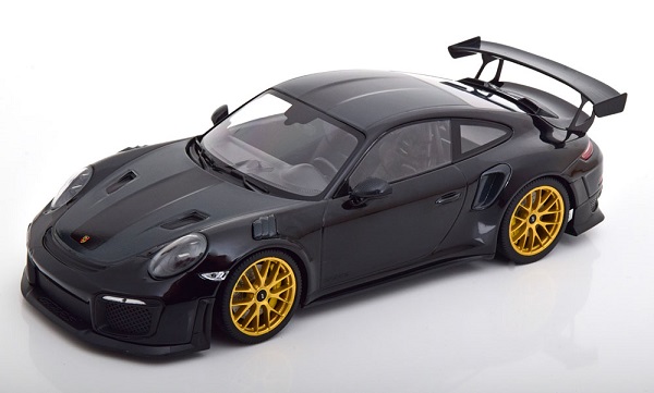 Модель 1:18 Porsche 911 (991/2) GT2 RS Weissach Package mit goldenen Felgen - black (L.E.111pcs)