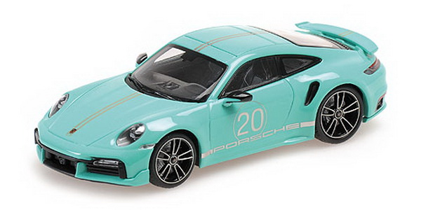 porsche 911 (992) turbo s coupe sport design - 2021 - green 155069175 Модель 1:18