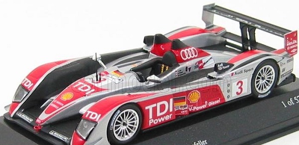 Модель 1:43 Audi R10 Tdi N 3 4th Le Mans 2008 L.luhr - M.rockenfeller - A.premat, Silver Red Black