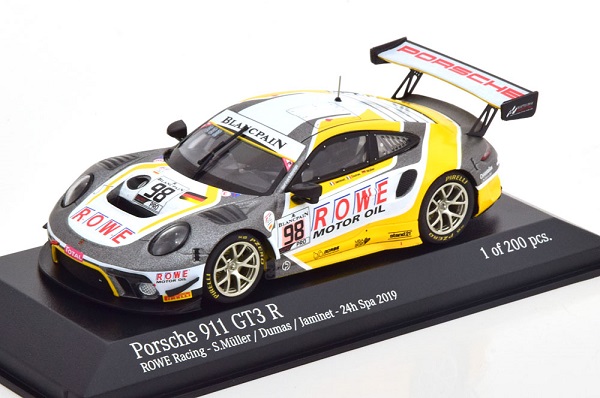 porsche 911 gt3 r №98 rowe racing 24h spa (müller - dumas - jaminet) (l.e.200pcs) 410196098 Модель 1:43