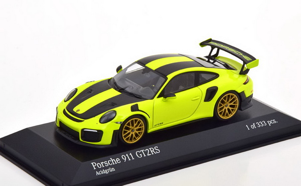 Porsche 911 (991 II) GT2 RS 2018 yellow/black (gold wheels) (L.E.333 pcs.) 413067280 Модель 1:43