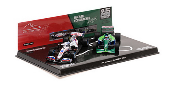 Модель 1:43 Jordan 191 & HAAS VF-21 2-Car Set – M. Schumacher Belgian GP 1991 & M. Schumacher, Belgian GP 2021 – 30th Anniversary