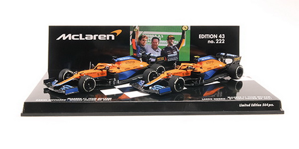 Модель 1:43 2-Car Set - McLaren F1 Team MCL35M - 1-2 Finish Ricciardo/Norris - Italian GP 2021 - L.E. 564 Pcs.