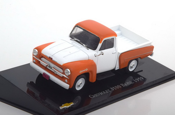 Chevrolet 3100 Brasil - white/orange ALT098 Модель 1:43