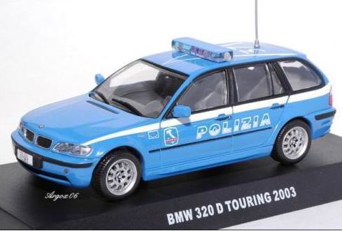 bmw 320d touring «polizia» - blue/white EC008 Модель 1:43