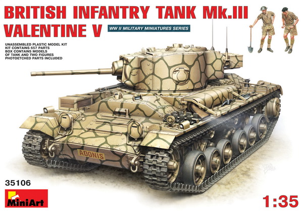 Британский танк mk.iii Валентайн mk.v с экипажем MA35106 Модель 1 35