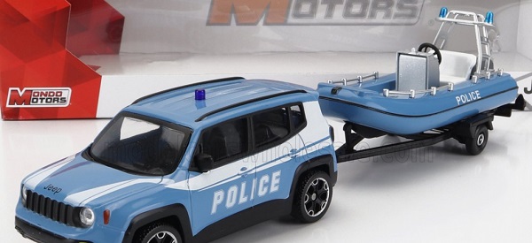 jeep renegade police con carrello e gommone (2017) - trailer and motorboat, light blue white MM53131-168784 Модель 1:43