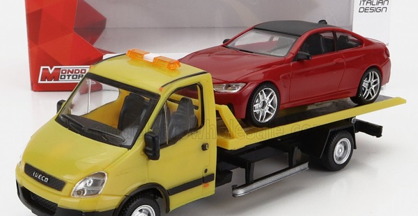 IVECO FIAT Daily Assistance Carro Attrezzi - Tow Truck Road Service 2009 With Bmw 4-series M4 Coupe (g82) 2020, Yellow Red MM53196-168753 Модель 1:43