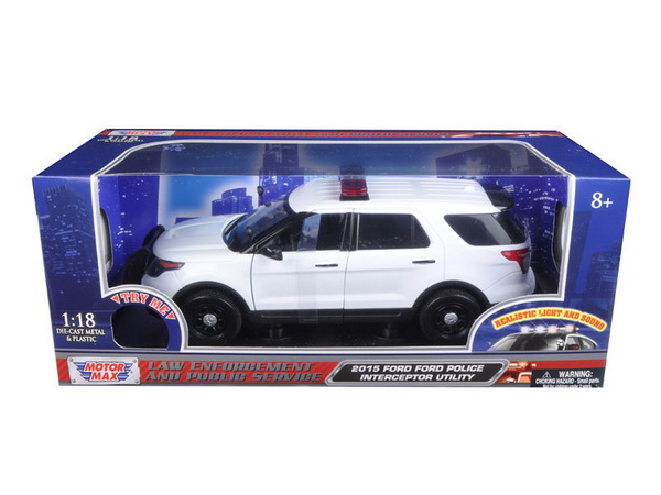 Модель 1:18 Ford POLICE Interceptor UTILITY WHITE W/ LIGHTS & SOUND