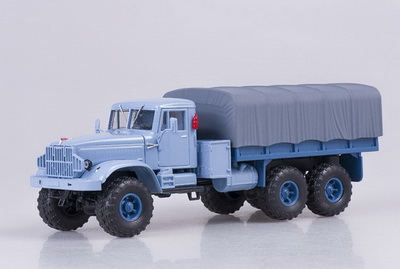 Модель 1:43 КрАЗ-255Б бортовой тент - голубой