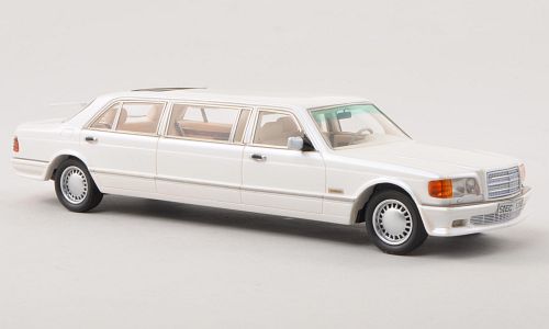 mercedes-benz (w126) stretch limousine - white (l.e.300pcs for modelcarworld) 184577 Модель 1:43