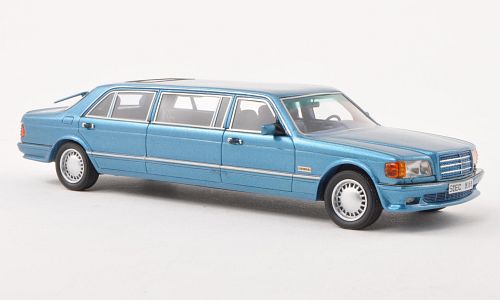 mercedes-benz (w126) stretch limousine - blue met NEO45355 Модель 1:43