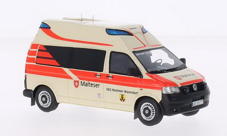vokswagen t5 hornis ambulance malteser seg warendorf 2010 NEO45453 Модель 1:43