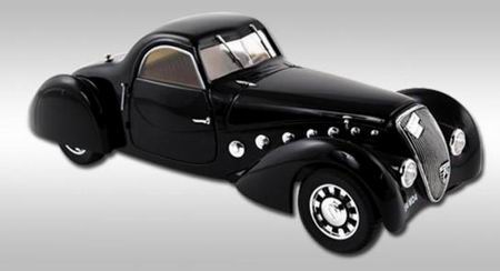 peugeot 302 darl`mat coupe - black 184703 Модель 1:18