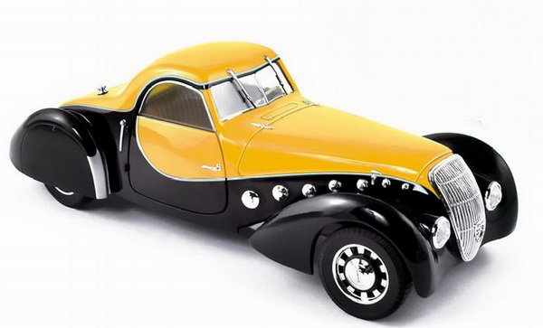 peugeot 302 darl'mat coupe - black/yellow 184716 Модель 1:18