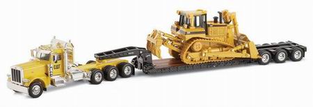 caterpillar peterbilt 389 tri-axle day cab with trail king lowboy trailer and d8r series ii track-type tractor NS55207 Модель 1:50