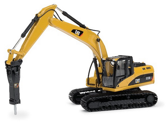 caterpillar 323d tracked excavator with demolition hammer NS55282 Модель 1:50