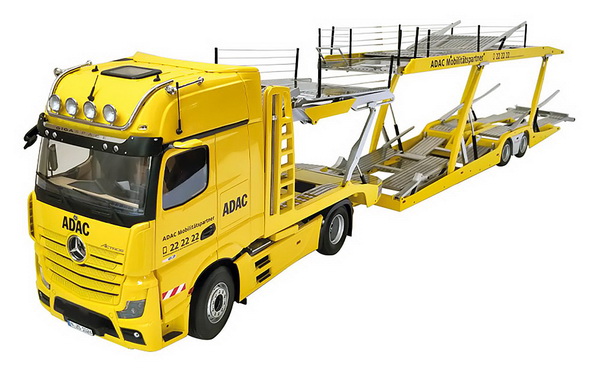 Mercedes-Benz Actros Gigaspace Set with Lohr Car transporter ADAC (with new lighting features) 1025-02 Модель 1:18
