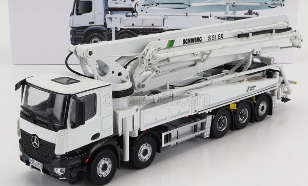 Модель 1:50 MERCEDES-BENZ Arocs 4753 Truck 5-assi (2014) - Autopompa Per Calcestruzzo Schwing S 51 Sx - Cement Pump, White Black