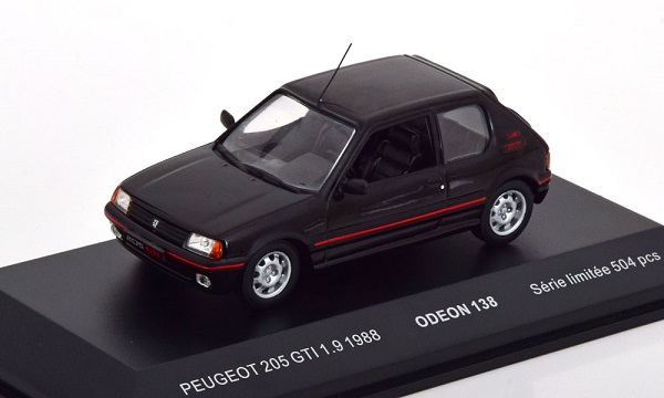 Peugeot 205 GTI 1.9 1988 black/red (L.E.504pcs) ODEON138 Модель 1:43