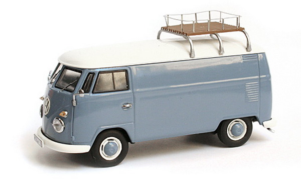 Модель 1:43 Volkswagen T1 Box Wagon (фургон с багажником) - blue/white (L.E.500pcs)