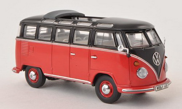 volkswagen t1 samba - red/black 13860 Модель 1:43