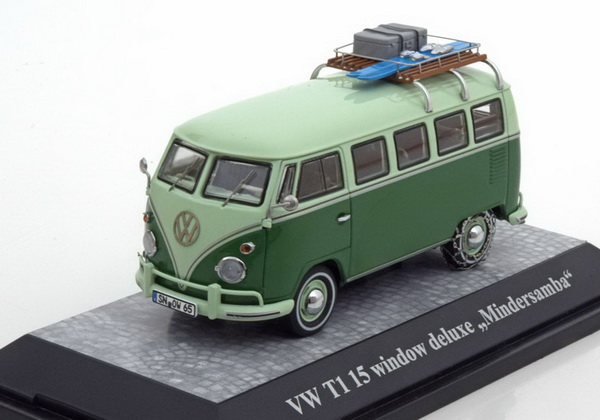 volkswagen t1 deluxe bus «mindersamba» (с багажником) - 2-tones green (l.e.500pcs) 13861 Модель 1:43