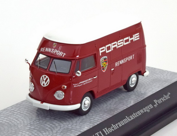 volkswagen t1 high room van «porsche» - dark red 18487 Модель 1:43
