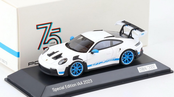 Модель 1:43 Porsche 911 GT3 RS Type 992 - 2023 - IAA Edition White / Blue Stripes