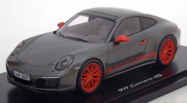 Модель 1:18 Porsche 911 (991) Carrera 4S Coupe anthracite / orange special model from Porsche (Limited 500 pcs)