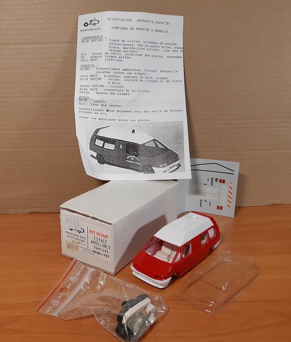 Renault Espace Ambulance Pompers Meurt/Mos (KIT) JPS109 Модель 1:43